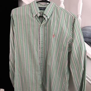 Ralph Lauren Green Striped Button-Down Shirt